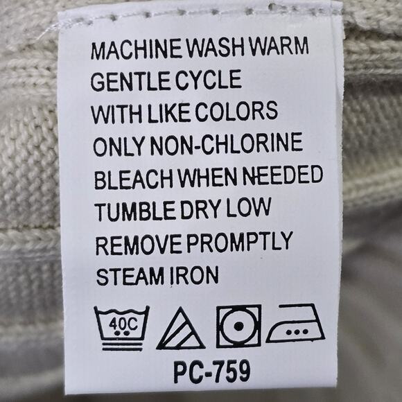 NWT IZOD Jeans Men Large Ivory Ribbed Knit Crew Neck Cotton Sweater Neutral - Picture 6 of 6